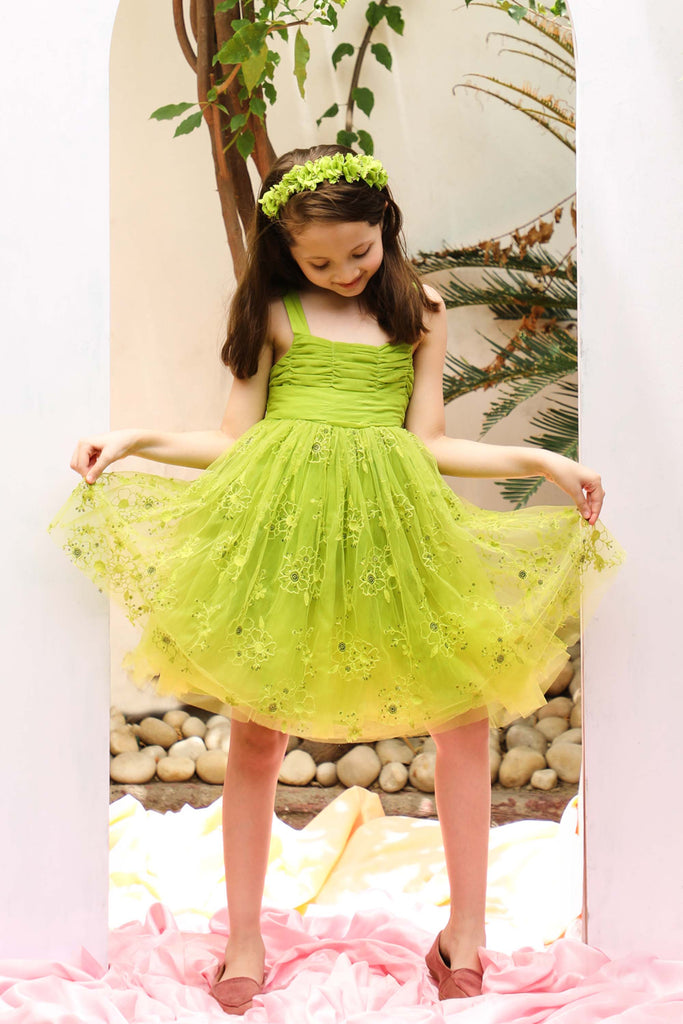 Sally Dress - Lime Green Dress The Tribe Kids   