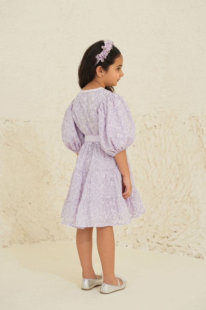Stella Organdy Embroidered Girl Dress - Lilac Dress The Tribe Kids   