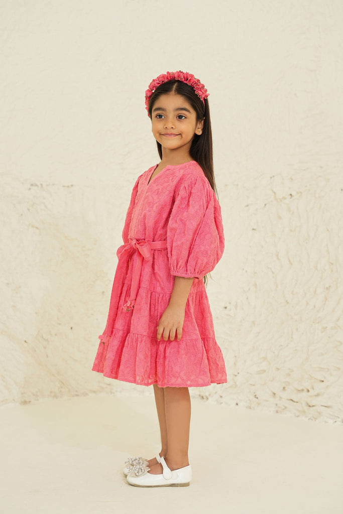 Stella Organdy Embroidered Girl Dress - Pink Dress The Tribe Kids   