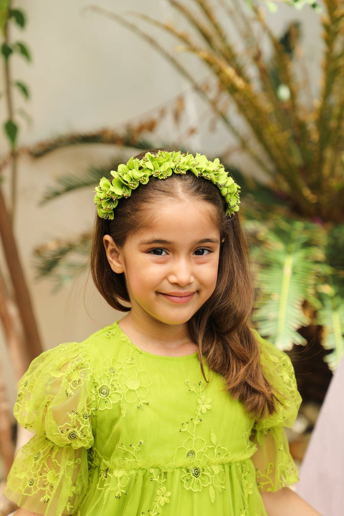 Violeta Flower Crown - Lime Green ACCESSORIES The Tribe Kids   